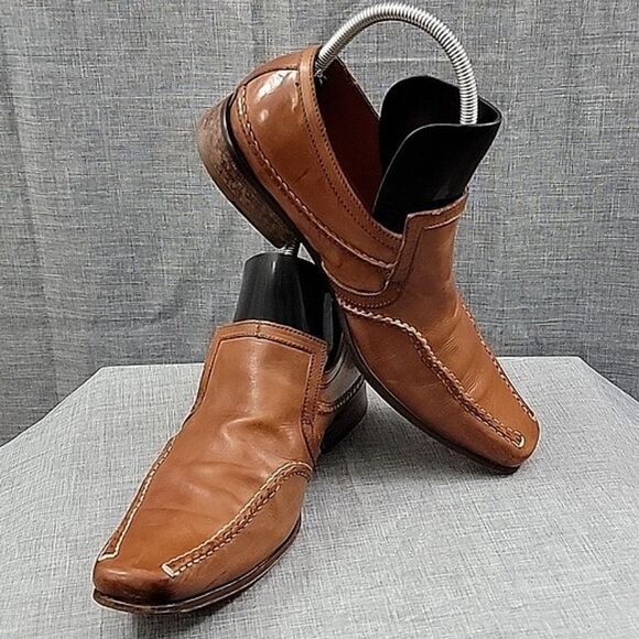 Mark Nason Made In Italy Leather Square Toe Loafers Cognac, Men\'s Slip-On SZ 8 main image 10